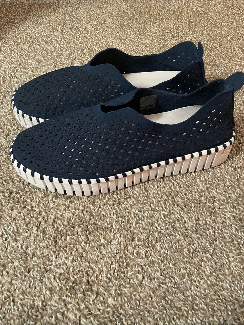 Ilse Jacobsen Tulip 3373 Women's Navy Slip-On Perforated Casual Shoe Size 40 EU